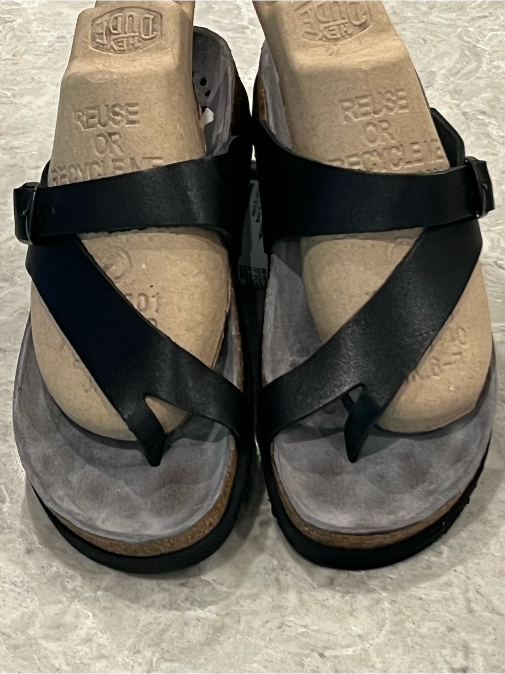 Mephisto Helen Black Leather Cork bed Sandals US 9 EU 39
